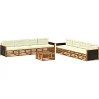 vidaXL Buiten bank set 9 st Natuurlijk en Crème Polyester