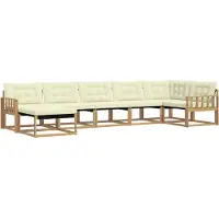 vidaXL Buiten bank set 7 st Wit en crèmekleurig Massief Acacia Hout