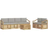 vidaXL Buiten bank set 7 st Wit en Lichtgrijs Polyester