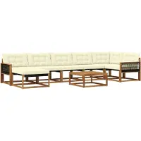 vidaXL Buiten bank set 8 st Natuurlijk en Crème Polyester
