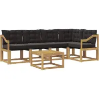 vidaXL Buiten bank set met kussen 6 pcs Wit en zwart