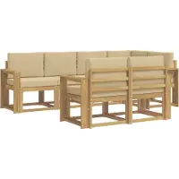 vidaXL Buiten bank set met kussen 7 pcs Wit en Beige Polyester