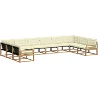 vidaXL Buiten bank set met kussen 10 pcs Wit en crèmekleurig
