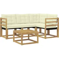 vidaXL Buiten bank set 5 st Wit en crèmekleurig