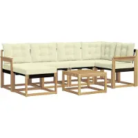 vidaXL Buiten bank set 7 st Wit en crèmekleurig