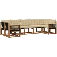 vidaXL Buiten bank set 7 st Natuurlijk en Beige