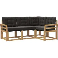 vidaXL Buiten bank set 4 st Wit en zwart