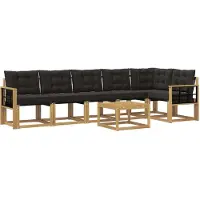 vidaXL Buiten bank set 7 st Wit en zwart