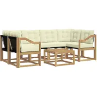 vidaXL Buiten bank set 7 st Wit en crèmekleurig