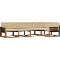 vidaXL Buiten bank set 5 st Natuurlijk en Beige