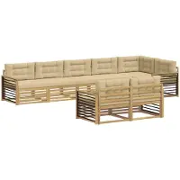 vidaXL Buiten bank set 8 st Wit en Beige Polyester
