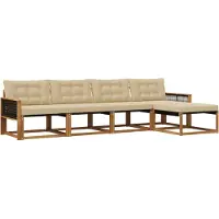 vidaXL Buiten bank set 5 st Natuurlijk en Beige
