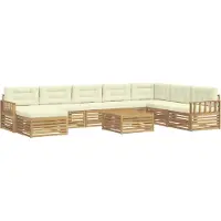 vidaXL Buiten bank set 9 st Wit en crèmekleurig Massief Acacia Hout