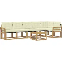 vidaXL Buiten bank set 7 st Wit en crèmekleurig
