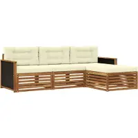 vidaXL Buiten bank set 4 st Natuurlijk en Crème Polyester