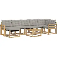 vidaXL Buiten bank set 8 st Wit en Lichtgrijs