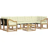 vidaXL Buiten bank set 8 st Wit en crèmekleurig