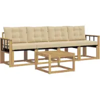 vidaXL Buiten bank set 5 st Wit en Beige
