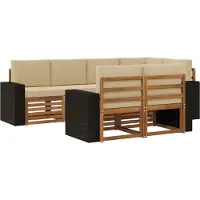 vidaXL Sectionele bankset met kussen 7 pcs Natuurlijk en Beige