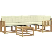 vidaXL Buiten bank set 6 st Wit en crèmekleurig