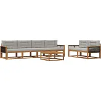 vidaXL Buiten bank set 7 pcs Natuurlijk en Lichtgrijs