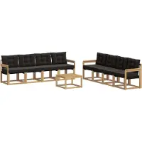 vidaXL Buiten bank set 9 st Wit en zwart