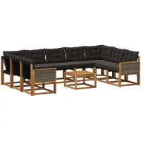 vidaXL Buiten bank set 10 st Naturel en Zwart