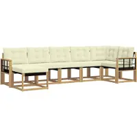 vidaXL Buiten bank set 7 st Wit en crèmekleurig