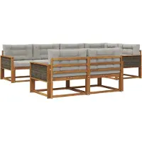 vidaXL Buiten bank set met kussen 7 pcs Natuurlijk en Lichtgrijs