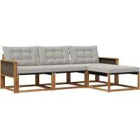 vidaXL Buiten bank set 4 st Naturel en lichtgrijs