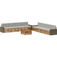 vidaXL Buiten bank set 9 st Naturel en lichtgrijs Polyester