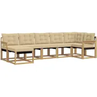 vidaXL Buiten bank set 7 st Wit en Beige