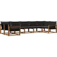 vidaXL Buiten bank set 7 st Naturel en Zwart