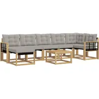 vidaXL Buiten bank set met kussen 8 pcs Wit en Lichtgrijs