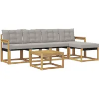 vidaXL Buiten bank set 6 st Wit en Lichtgrijs