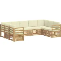 vidaXL Buiten bank set 9 st Wit en crèmekleurig Polyester