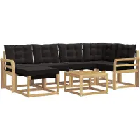 vidaXL Buiten bank set 7 st Wit en zwart