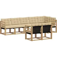 vidaXL Buiten bank set met kussen 8 pcs Wit en Beige