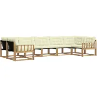 vidaXL Buiten bank set 7 st Wit en crèmekleurig