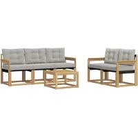 vidaXL Buiten bank set 6 st Wit en Lichtgrijs