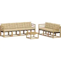 vidaXL Buiten bank set 8 st Wit en Beige