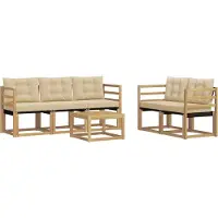 vidaXL Buiten bank set 6 st Wit en Beige