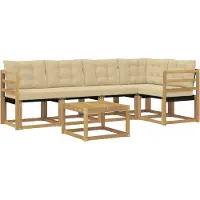 vidaXL Buiten bank set 6 st Wit en Beige