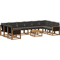 vidaXL Buiten bank set 11 st Naturel en Zwart