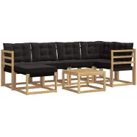 vidaXL Buiten bank set 7 st Wit en zwart