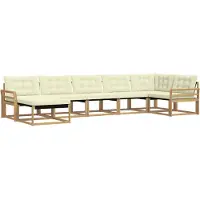 vidaXL Buiten bank set 7 st Wit en crèmekleurig Massief Acacia Hout