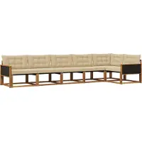 vidaXL Buiten bank set 6 st Natuurlijk en Beige