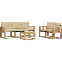 vidaXL Buiten bank set 6 st Wit en Beige