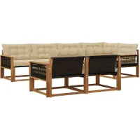 vidaXL Buiten bank set met kussen 7 pcs Natuurlijk en Beige