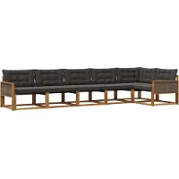 vidaXL Buiten bank set 6 st Naturel en Zwart